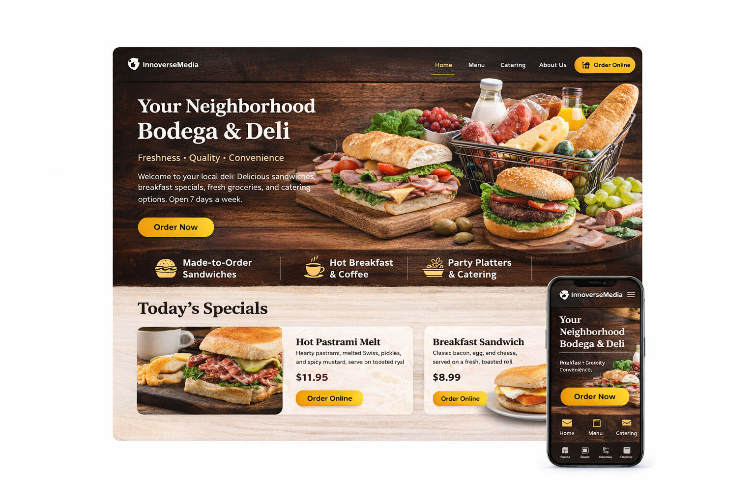 Bodega & deli website mockup